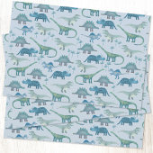 Niedliches Blaues Dinosaurier-Muster Geschenkpapier Set