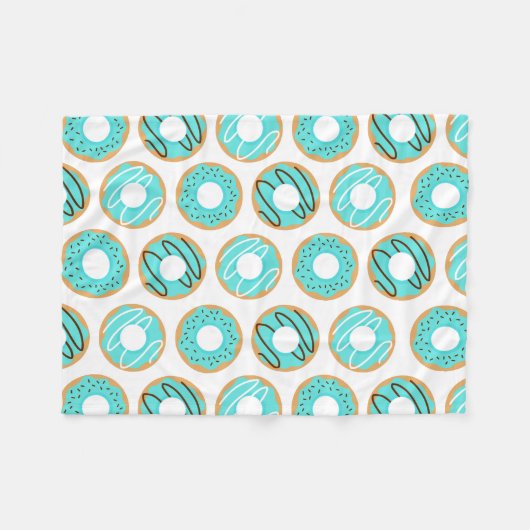Niedliches blaues Donuts-Muster Fleecedecke (Vorderseite (Horizontal))