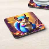 Niedliches Blaues Eichhörnchen mit Brille-46506 Getränkeuntersetzer (Linke Seite)