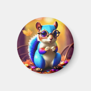 Niedliches blaues Eichhörnchen mit Brille-56786 Magnet