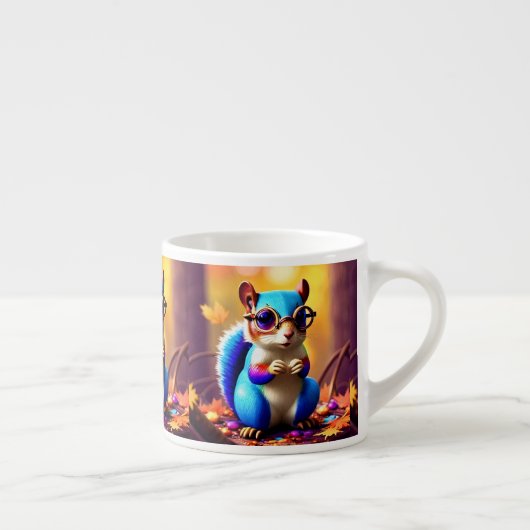 Niedliches blaues Eichhörnchen mit Brille Espressotasse (Rechts)