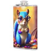 Niedliches blaues Eichhörnchen mit Brille Flachmann (Links)