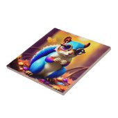 Niedliches blaues Eichhörnchen mit Brille Fliese (Seite)