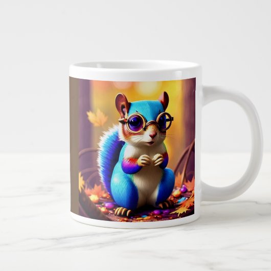 Niedliches blaues Eichhörnchen mit Brille Jumbo-Tasse (Rechts)