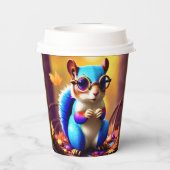 Niedliches blaues Eichhörnchen mit Brille Pappbecher (Rückseite)