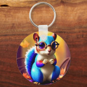Niedliches blaues Eichhörnchen mit Brille Schlüsselanhänger (Vorderseite)