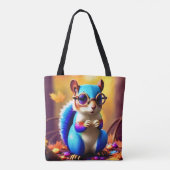 Niedliches blaues Eichhörnchen mit Brille Tasche (Rückseite)