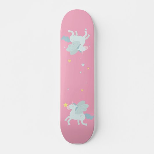 Niedliches blaues Einhorn, Sterne Skateboard (Vorne)