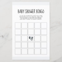 Niedliches blaues Elefant Baby Dusche Bingospiel