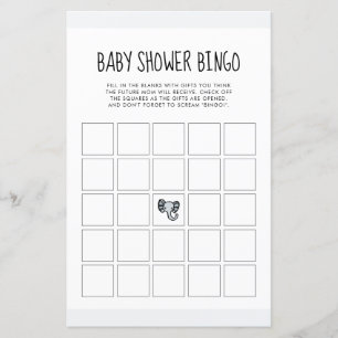 Niedliches blaues Elefant Baby Dusche Bingospiel