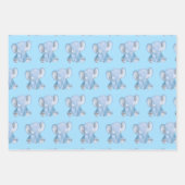 Niedliches blaues Elephant Wrapping Paper-Set Geschenkpapier Set (Vorderseite 3)