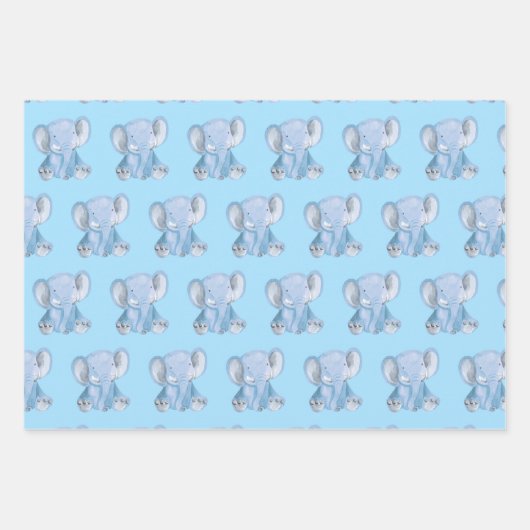 Niedliches blaues Elephant Wrapping Paper-Set Geschenkpapier Set (Vorderseite 3)