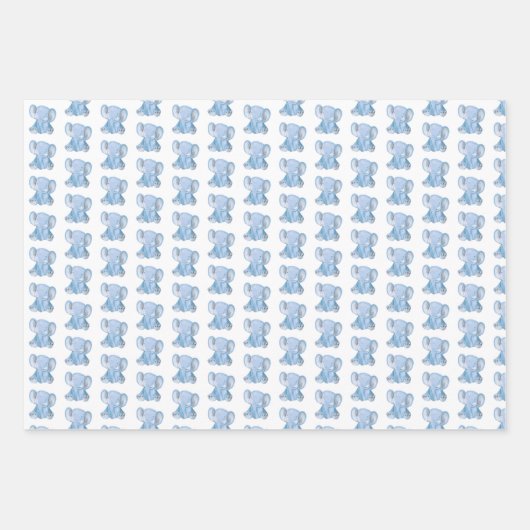 Niedliches blaues Elephant Wrapping Paper-Set Geschenkpapier Set (Vorderseite 2)