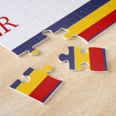 Niedliches blaues gelbes Segelboot Stripe nautisch Puzzle (Seite)