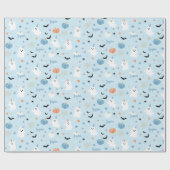 Niedliches blaues Ghost-Halloween mit Personalisie Geschenkpapier (Flach)