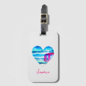 Niedliches blaues Herz Gepäckanhänger (Vorderseite Vertikal)