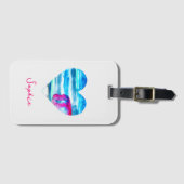 Niedliches blaues Herz Gepäckanhänger (Vorderseite (Horizontal))