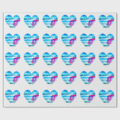 Niedliches blaues Herz Geschenkpapier (Flach)