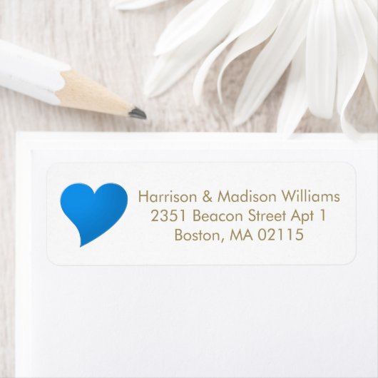 Niedliches blaues Herz Rücksendeadresse (Insitu)