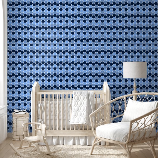 Niedliches blaues Hexagonalmuster Tapete (Kinder)