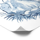 Niedliches Blaues Hühnchen Wasserfarbe Tierart Poster (Ecke)