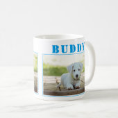 Niedliches blaues Hund- oder Heimtiergerät Foto Kaffeetasse (VorderseiteRechts)