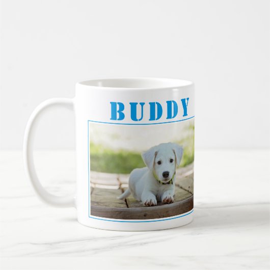 Niedliches blaues Hund- oder Heimtiergerät Foto Kaffeetasse (Links)
