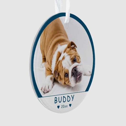 Niedliches blaues Hund- oder Heimtiergerät Foto Ornament (Vorderseite)