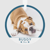 Niedliches blaues Hund- oder Heimtiergerät Foto Ornament (Rückseite)