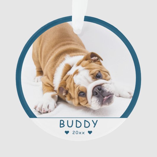 Niedliches blaues Hund- oder Heimtiergerät Foto Ornament (Vorderseite)
