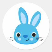 Niedliches blaues Kaninchengefecht Runder Aufkleber (Vorderseite)