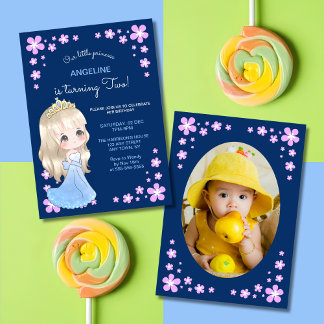 Niedliches blaues Kleidungsstück Princess Floral F Einladung