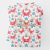 Niedliches blaues Küstengewässer Krebse und Musche Geschenkpapier Set (Beispiel)