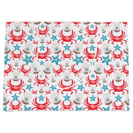 Niedliches blaues Küstengewässer Krebse und Musche Große Geschenktüte