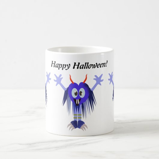 Niedliches blaues Monster Halloween Kaffeetasse (Mittel)