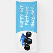 Niedliches blaues Monster-LKW-Cartoon Banner (Vertikal)