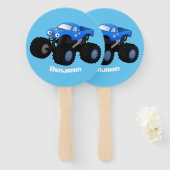 Niedliches blaues Monster-LKW-Cartoon Fächer (Vorne und Hinten)