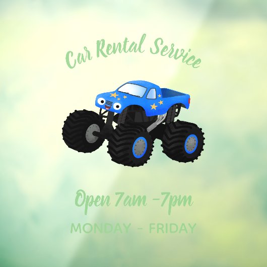 Niedliches blaues Monster-LKW-Cartoon Fensteraufkleber (Blatt 3)