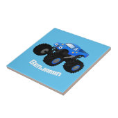 Niedliches blaues Monster-LKW-Cartoon Fliese (Seite)