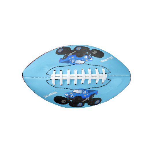 Niedliches blaues Monster-LKW-Cartoon Football (Vorderseite)
