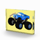 Niedliches blaues Monster-LKW-Cartoon Fotoblock (Rechts)