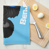 Niedliches blaues Monster-LKW-Cartoon Geschirrtuch (Viertel Falte)