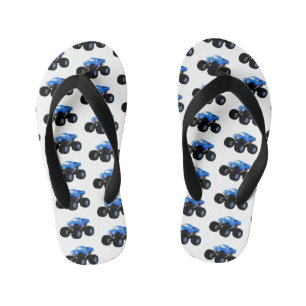 Niedliches blaues Monster-LKW-Cartoon Kinderbadesandalen
