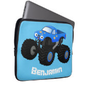 Niedliches blaues Monster-LKW-Cartoon Laptopschutzhülle (Vorne Rechts)