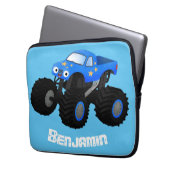 Niedliches blaues Monster-LKW-Cartoon Laptopschutzhülle (Vorderseite Links)