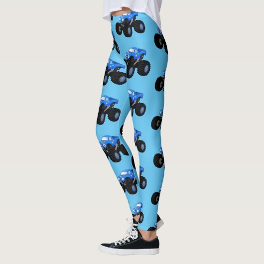 Niedliches blaues Monster-LKW-Cartoon Leggings (Links)
