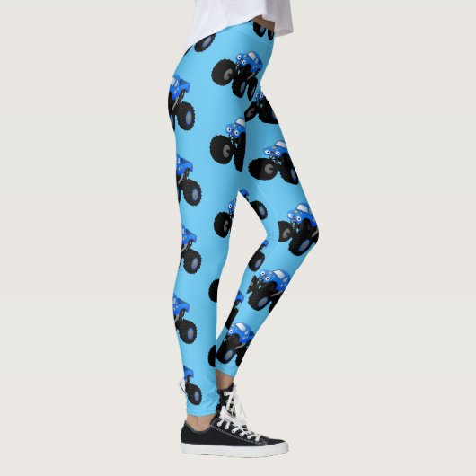 Niedliches blaues Monster-LKW-Cartoon Leggings (Rechts)