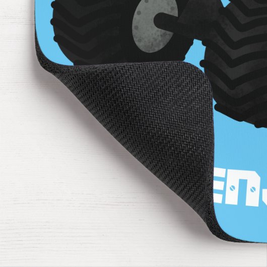 Niedliches blaues Monster-LKW-Cartoon Mousepad (Ecke)