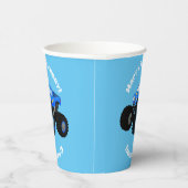 Niedliches blaues Monster-LKW-Cartoon Pappbecher (Rechts)