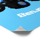 Niedliches blaues Monster-LKW-Cartoon Poster (Ecke)